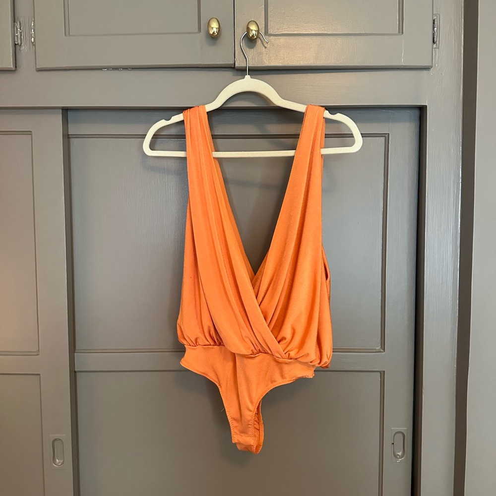Free People Orange Bodysuit Tank